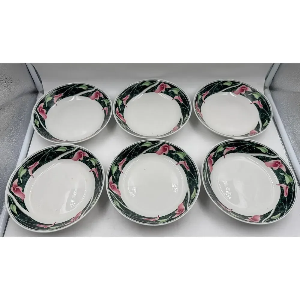Set of 6 1988 Gibson Stoneware Serena Soup / Cereal Bowls 7” Diameter.